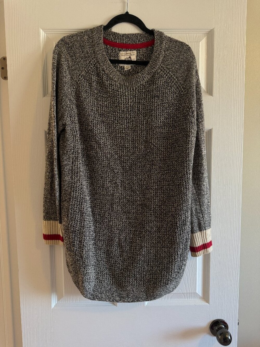 Roots Cabin Marled Knit Oversized Sweater Tunic Grey Size L